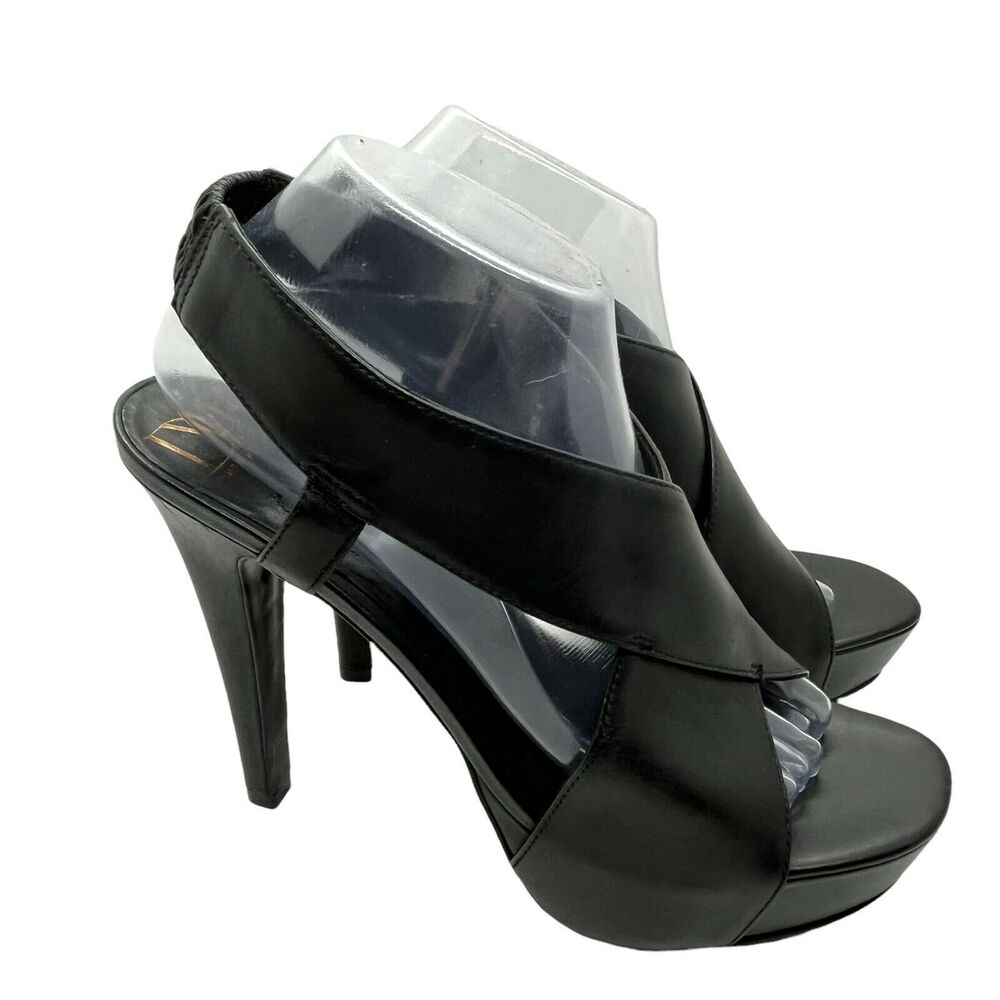 Diane Von Furstenberg Slingback Stiletto Heels Womens Black Leather Size 9.5 M
